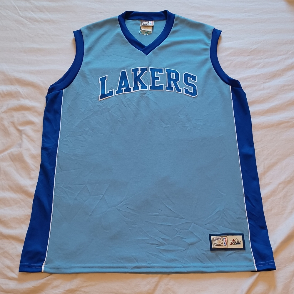 1990s Majestic NBA Hardwood Classics Los Angeles Lakers Blue Throwback Jersey XL
